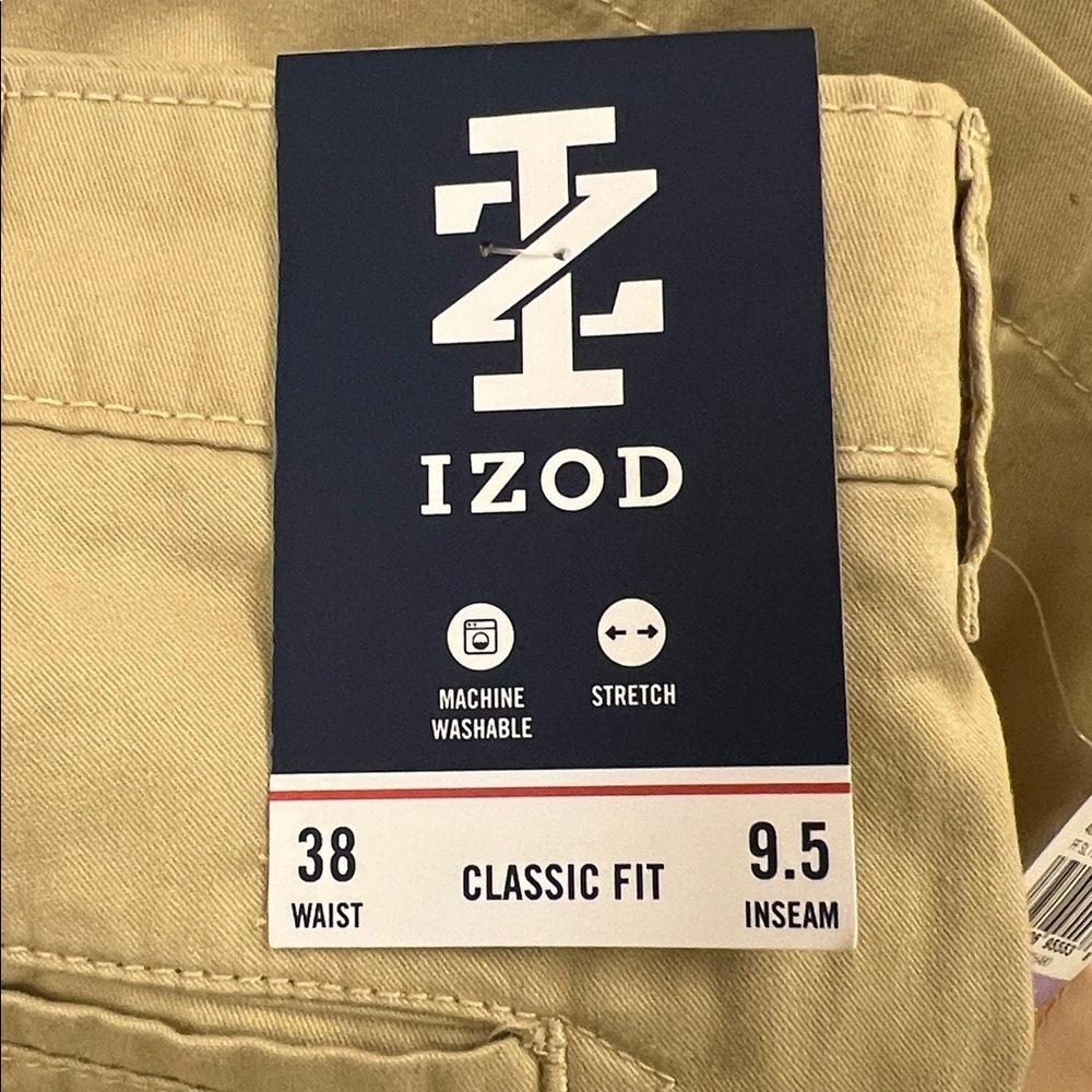 Izod Men's Flat Front Tan Shorts - Picture 3 of 5